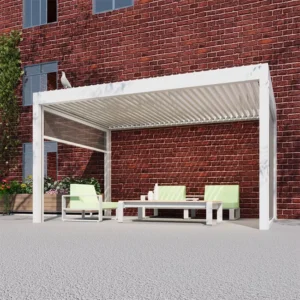 Outdoor Aluminum Rectangular Freestanding Waterproof Motorized Louvered Roof Pergola Gazebo