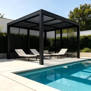 Outdoor Aluminum Wall Mounted Waterproof Louvered Roof Motorized Pergola Gazebo