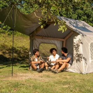 Outdoor Automatic Inflatable Ridge Tent with Canopy Design for Overnight Camping Storm Proof Shelter