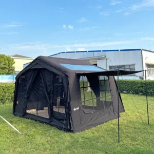 Outdoor Black Four-Season Inflatable Camping Tent Canvas Waterproof Large Family Travel UV-Resistant Durable Quick