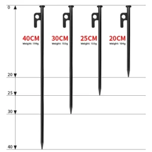 Outdoor Bold Black Straight Steel Ground Nails Stake for Canopy Tent Camping and Beach Camp
