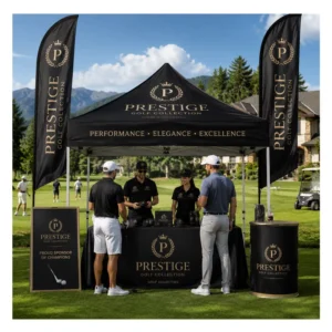 Outdoor Brand Activation Canopy Tent with Feather Flag Banner Set for Marketing Campaign Booth