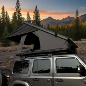 Outdoor Camping 4×4 Electric Roof Tent with Cotton Fabric Aluminum Frame Waterproof Four Season Foldable