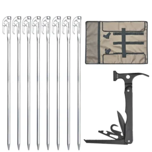 Outdoor Camping Accessories High Hardness Stainless Steel Tent Ground Spike Set GA03 Canopy Ground Stake Combination Tool