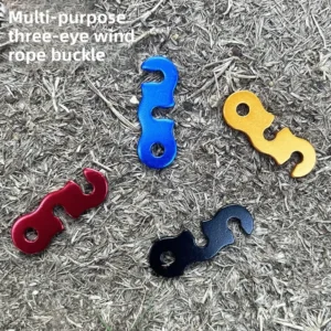 Outdoor Camping Aluminum Alloy Paracord Buckle Tent Guy Line Accessory S-Shaped Summer Wind Rope Three-Eye Open-End Cord