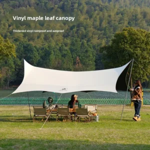 Outdoor Camping Canopy Tent Waterproof 3000 Iron Frame Black-Coated Fabric Extra-Large Butterfly-Shape Octagonal
