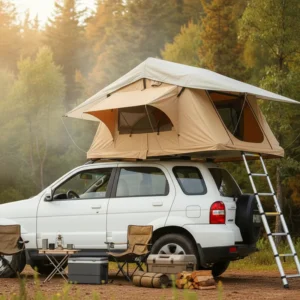 Outdoor Camping Car Rooftop Tent Hard Shell Waterproof Windproof Double Layer Four-Season Oxford Fabric Quick-Opening