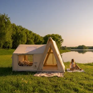 Outdoor Camping Complete Set Equipment Waterproof 3000mm+ Thickened Canopy Inflatable Air Tent Overnight Style