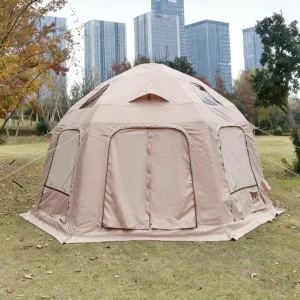 Outdoor Camping Four-Season PVC Dome Tent, Single Layer, 3000mm Waterproof, Wind and Rain Protection, Octagonal