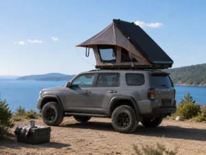 Outdoor Camping Hard Shell Roof Top Tent Triangle Aluminum Waterproof 4 Season for 2-4 Person SUV Pickup Rooftop Tent