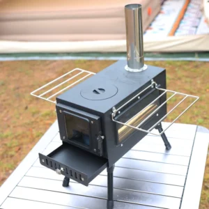 Outdoor Camping Stove Portable Carbon Steel Folding Wood Burner for Camping Heating BBQ Picnic Use