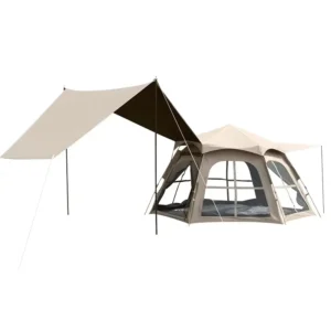 Outdoor Camping Tent 3-4 People One Bedroom Four-season Full-Automatic Quick Opening 2-in-1 Vinyl Folding Hexagonal/Diamond 210T