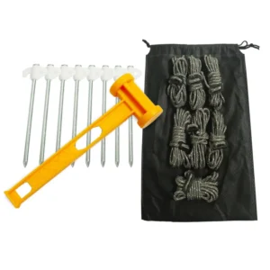 Outdoor Camping Tent Accessories Set Ground Nails Windproof Rope PE Hammer Storage Bag Portable