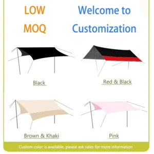 Outdoor Camping Tent Custom Printed Tarp 210D Nylon Ripstop Portable Waterproof Shelter Sunshade