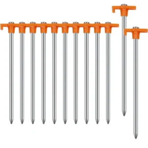 Outdoor Camping Tent Ground Nails, Steel with Plastic Head, 25 cm, Windproof