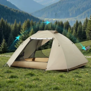Outdoor Camping Tent One Bedroom 210D Oxford Cloth Double Layer Four Season Resistant Rain Wind Lightweight 2kg for Hiking