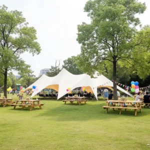 Outdoor Camping Three Peaks Oxford Canopy Tent Rainproof Sunscreen Awning for Big Event