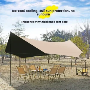 Outdoor Camping Travel Picnic Hexagonal Canopy Tent Thickened Sun-Protective 3000mm Waterproof Oxford Cloth Black-Coated