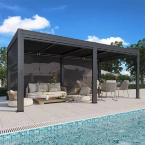 Outdoor Canopy Electric Adjustable Gazebo Bioclimatic Louvered Aluminum Pergola
