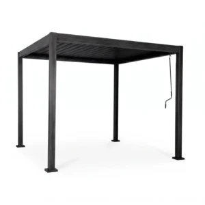 Outdoor Canopy Gazebo Pergola Wood Grain Aluminum Louvered Roof Adjustable Sun Rain Shelter All Weather for Patio Backyard