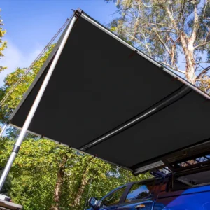 Outdoor Car Canopy 420D Black Coated Oxford Plaid Fabric Alloy Summer Tent for RVs Sunshade Awning