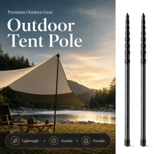Outdoor Carbon Fiber Tent Pole Lightweight Durable Portable Telescopic Support Twist Lock System Non-slip Bottom Cap