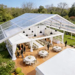 Outdoor Cocktail and Dinner Glass Orangery Tent Clear Atrium Cathedral Wedding Ceremony Banquet Tent