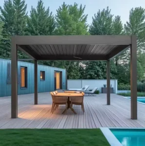 Outdoor Customized Modern Villa and Park Waterproof Bioclimatic European Design Aluminum Louver Pergola