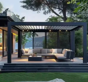 Outdoor Customized Modern Villa and Park Waterproof Bioclimatic European Design Eco-Friendly Aluminum Louver Pergola