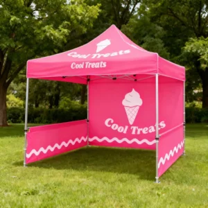 Outdoor Event Fire Resistant 10×10 Aluminum Hexagon Frame Folding Pop-Up Canopy Tent Pink Trade Show