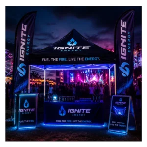 Outdoor Exhibition Booth Canopy Tent with Feather Flag Set for Marketing Promotion Event Supplier