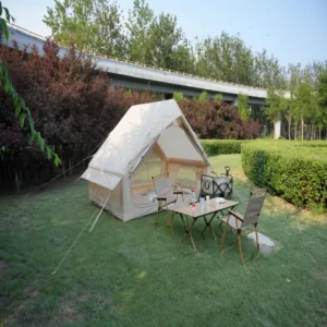 Outdoor Family Camping Big Inflatable Bell Tent Waterproof Glamping Double Layers Cotton Canvas Four Season