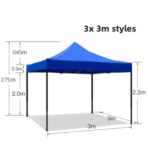 Outdoor Folding Steel Canopy, Rainproof, UPF50+, 3 x 3 m