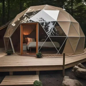 Outdoor Four-Season Geodesic Glamping Dome Tent, Greenhouse Igloo, Hospitality