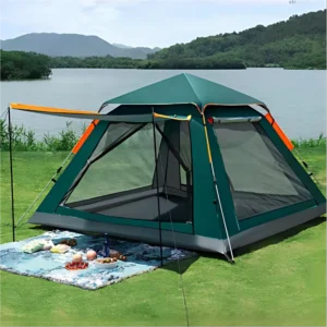 Outdoor Four-season Wild Camping Tent One Bedroom Dual Function As Canopy Mat for 3-4 Person Fully Automatic Portable Waterproof