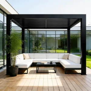 Outdoor Garden Yard Rainproof Electric Adjustable Gazebo Motorized Bioclimatic Louvered Aluminum Pergola