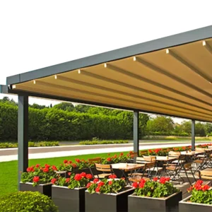 Outdoor Gazebo Awnings Aluminum Alloy Canopy Roller Type Minimalist Design Eco Friendly Windproof Rainproof