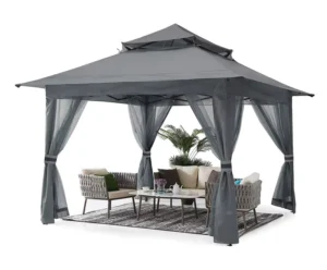 Outdoor Gazebo Canopy Tent with Mosquito Netting for Lawn Garden Patio, 11×11 ft