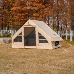 Outdoor Glamping Automatic Inflatable Tent Foldable Portable Double Layers Customizable Canvas Four Season Two Bedrooms