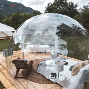 Outdoor Glamping Geodesic Dome Tent with PC Roof for Hotel Extension