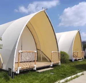Outdoor Glamping Luxury Hotel Tent Waterproof Camping Safari Resort Tent With Bedroom Sailing Shape Tent