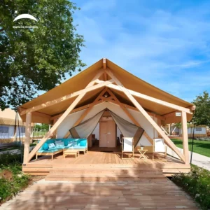 Outdoor Glamping Safari Tent Luxury Resort Hotel Camping Tent Lodge With Bathroom Big Gazebo
