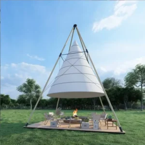 Outdoor Glamping Teepee Tipi Pyramid Tent, Canvas and PVC Fabric, Straight-Bracing, for Parties and Weddings