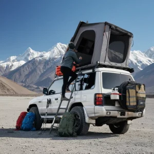 Outdoor Hard Shell Roof Tent Waterproof High Rise Camper Tent Suitable for 2 Person Pickup SUV Car Top Luggage Rack