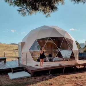 Outdoor Hotel Glamping Geodesic Dome Tent House Four-Season Waterproof PVC Fabric One Bedroom Living Room