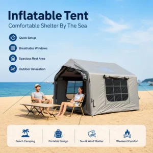 Outdoor Inflatable Air Tent UV Protection Canvas Fabric for Family Camping