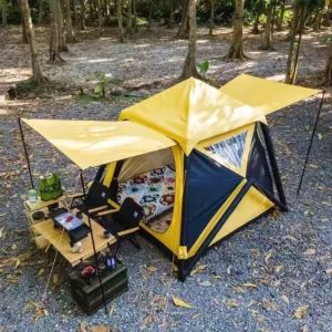 Outdoor Inflatable Tent Double Door No Setup Required Wind resistant Four Season Pyramid Double Layer Camping Equipment