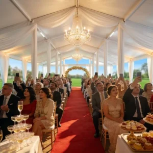 Outdoor Lawn White Banquet Tent Engagement Anniversary Celebration Tent