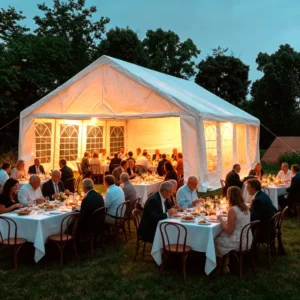 Outdoor Leisure Wedding Tent 6x8m Durable Waterproof PE+Steel Frame White UV Resistant Four-Season Outdoor Party