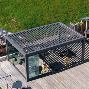 Outdoor Louver Sun Awning Balcony Patio Terrace Canopy Waterproof Electric Gazebo Bioclimatic Powder Coated